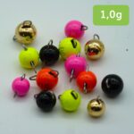 Ein Haufen Cheburashka Bleie aus Tungsten in verschiedenen Farben