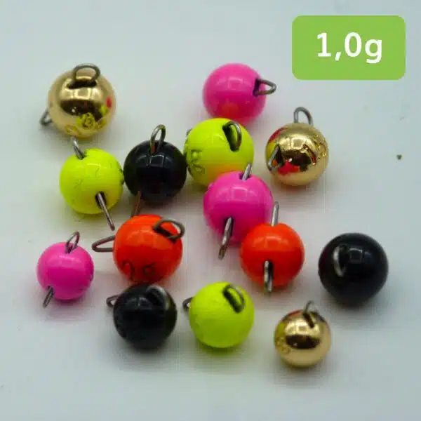 Ein Haufen Cheburashka Bleie aus Tungsten in verschiedenen Farben