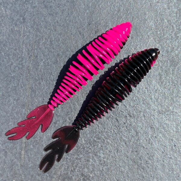 Gerippter Forellen Gummikoeder RIP No 6 in pink schwarz