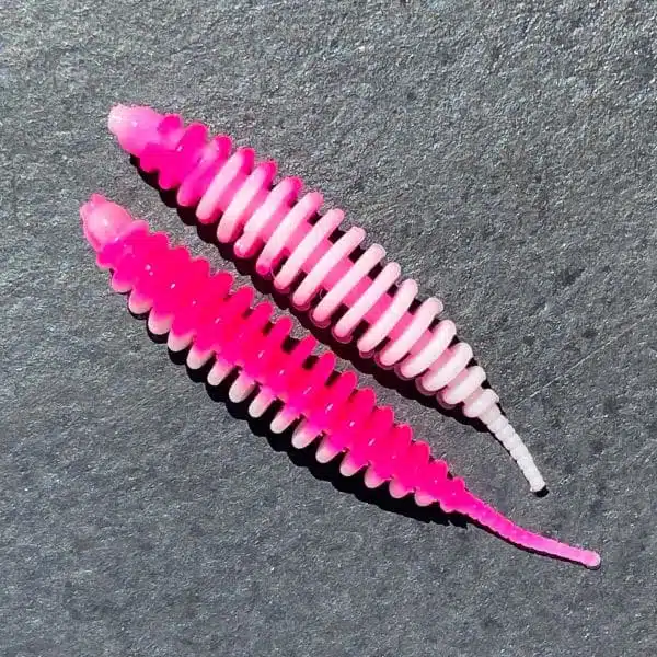 Gerippter Forellen Gummikoeder RIP No 7 in Weiß Pink