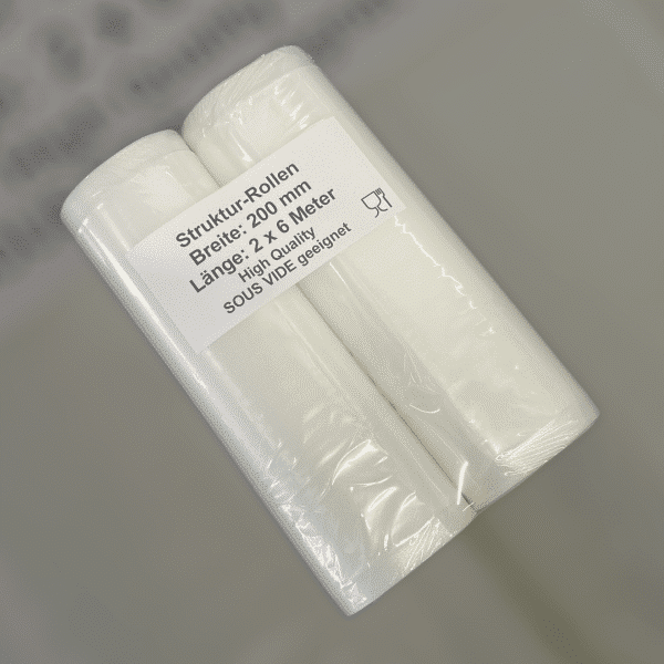Zwei Rollen goffrierte Vakuumbeutel in 200mm Breite