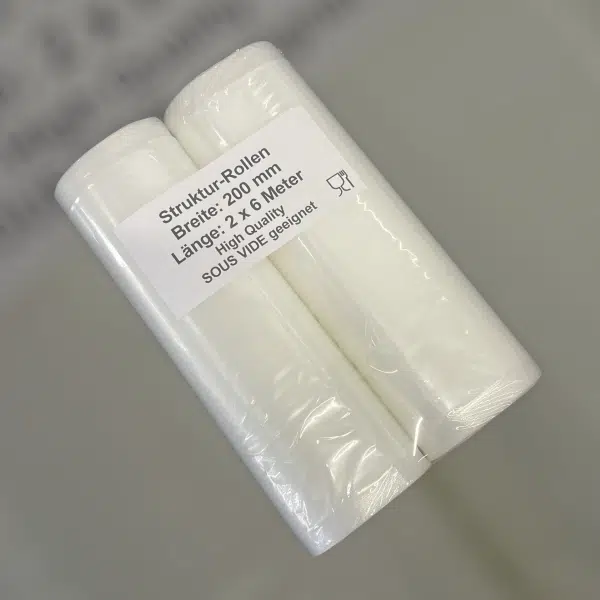 Zwei Rollen goffrierte Vakuumbeutel in 200mm Breite