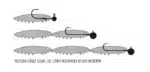 Schematische Montagearten von Libra Lures Larva Multi