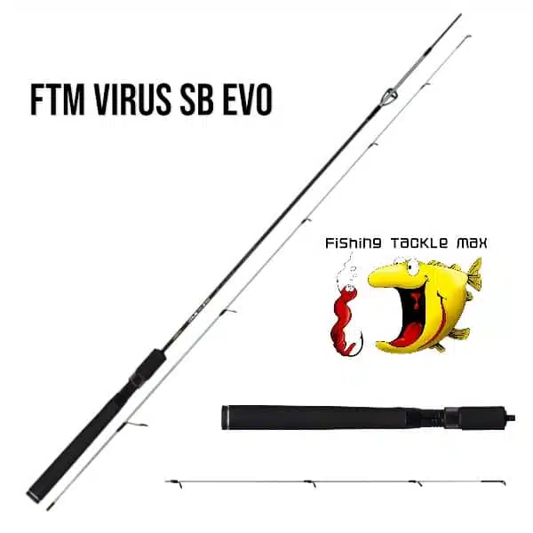 Fotocollage Angelrute FTM Virus SB EVO mit Logo von Fishing Tackle Max