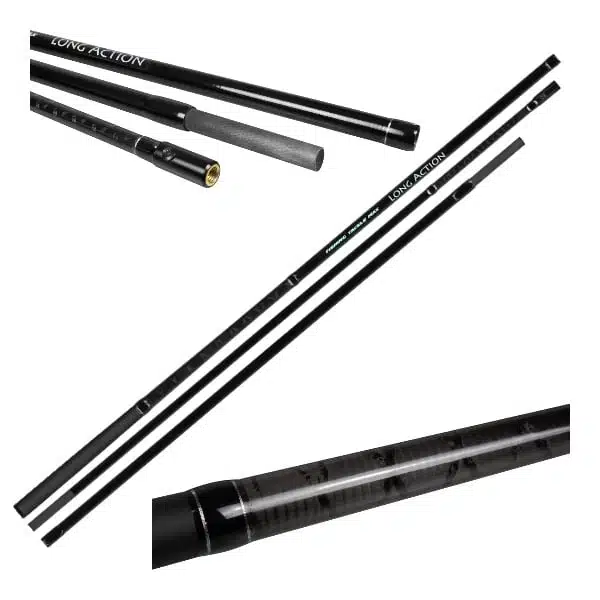 Fotocollage des FTM Carbon Kescherstabes Long Action